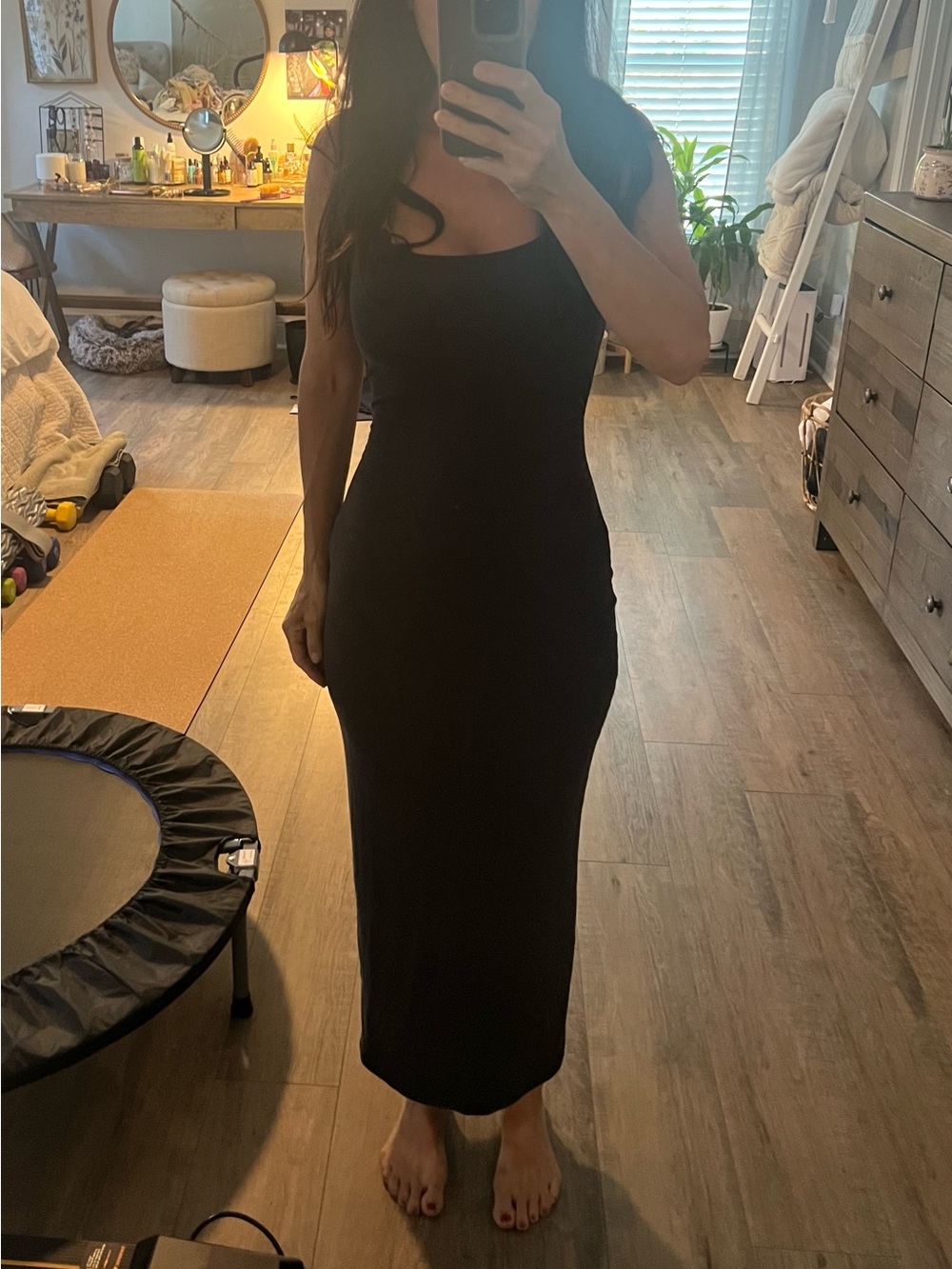 OGL Black Square-Neck Maxi Dress